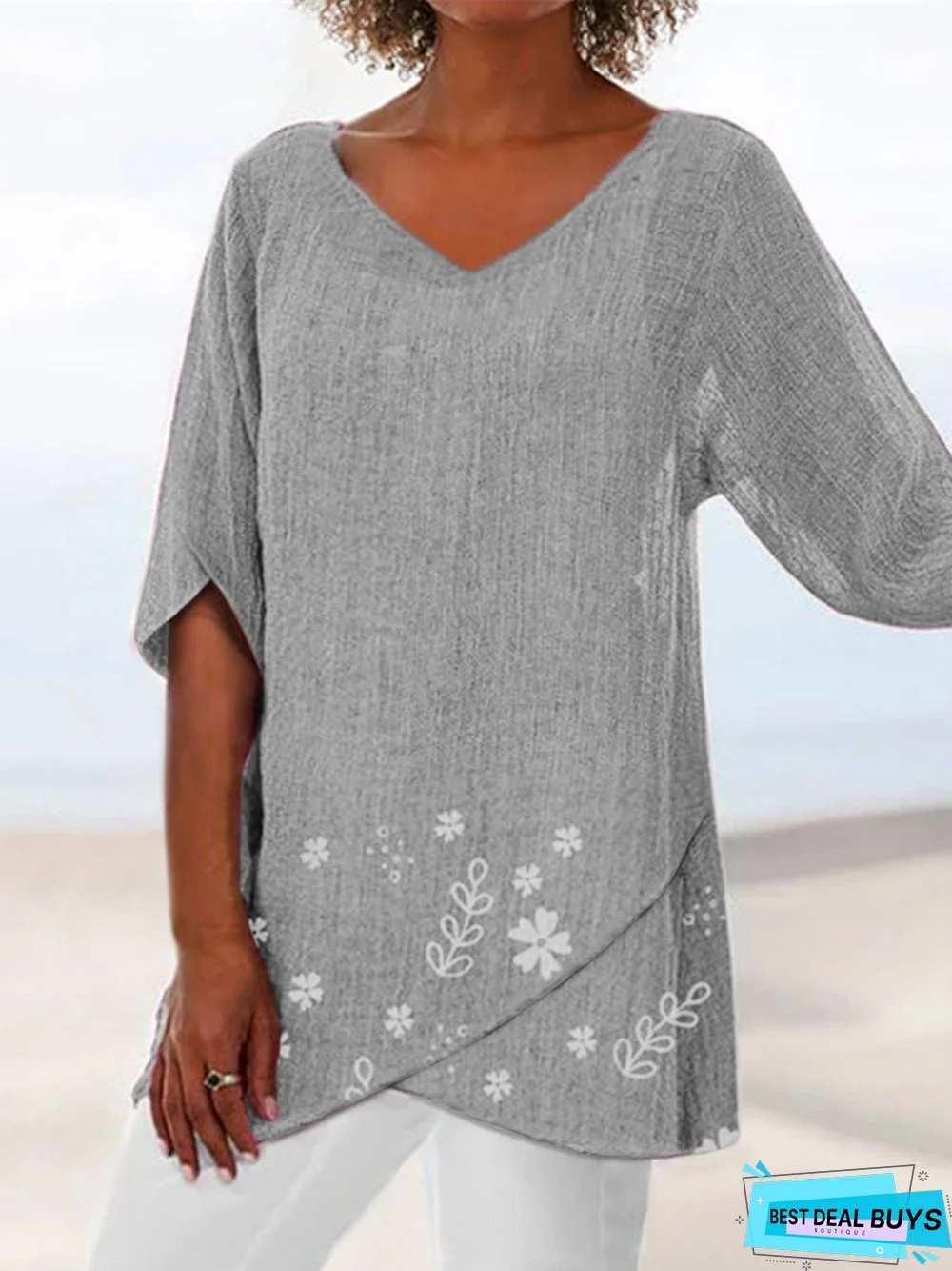 Floral Print Tulip Hem Women Summer Blouse