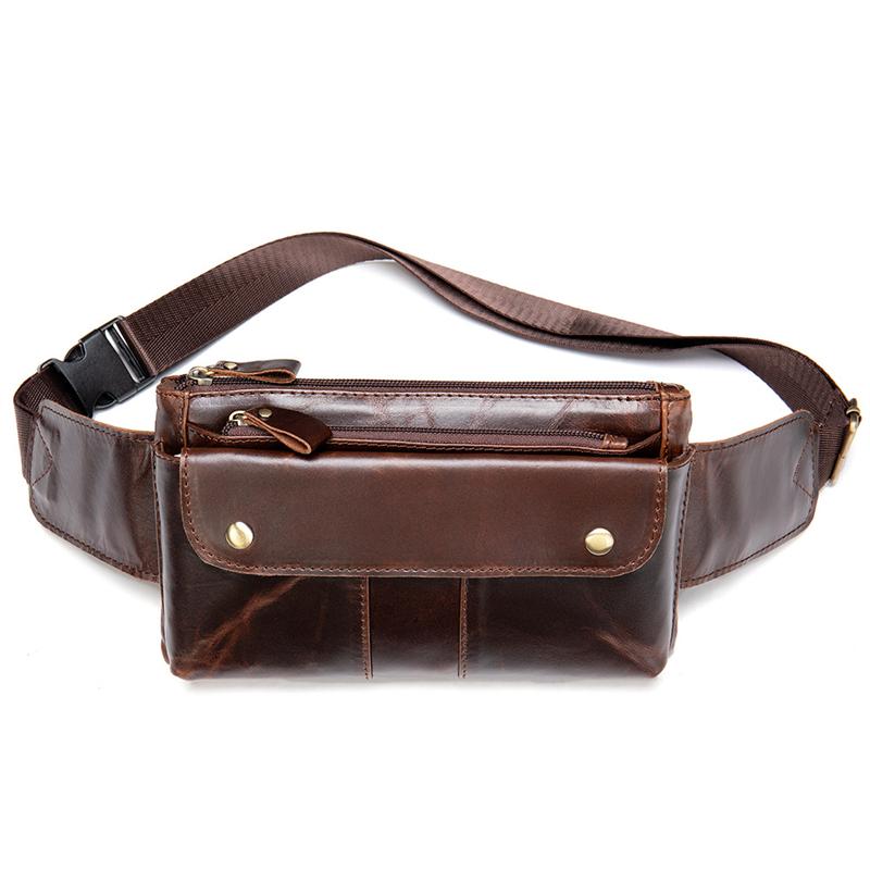 Leather Trendy Men's Bag Casual Crossbody Bag Fashion Waist Bag Chest Bag