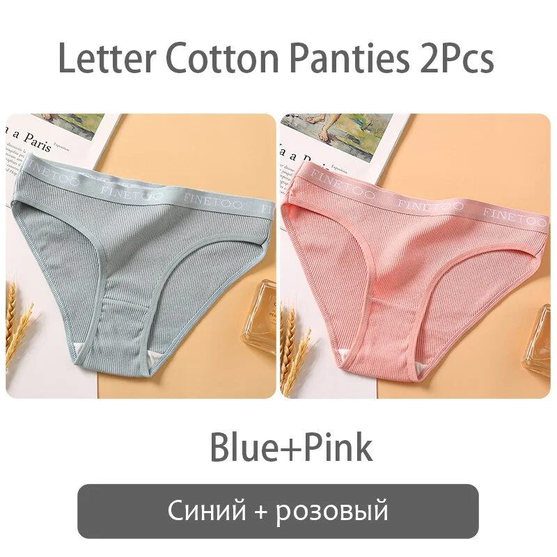 FINETOO New M-2XL Women Underpants Custom Letter Panties Breathable Cotton Underwear Ladies Briefs Casual Panty Female Lingerie