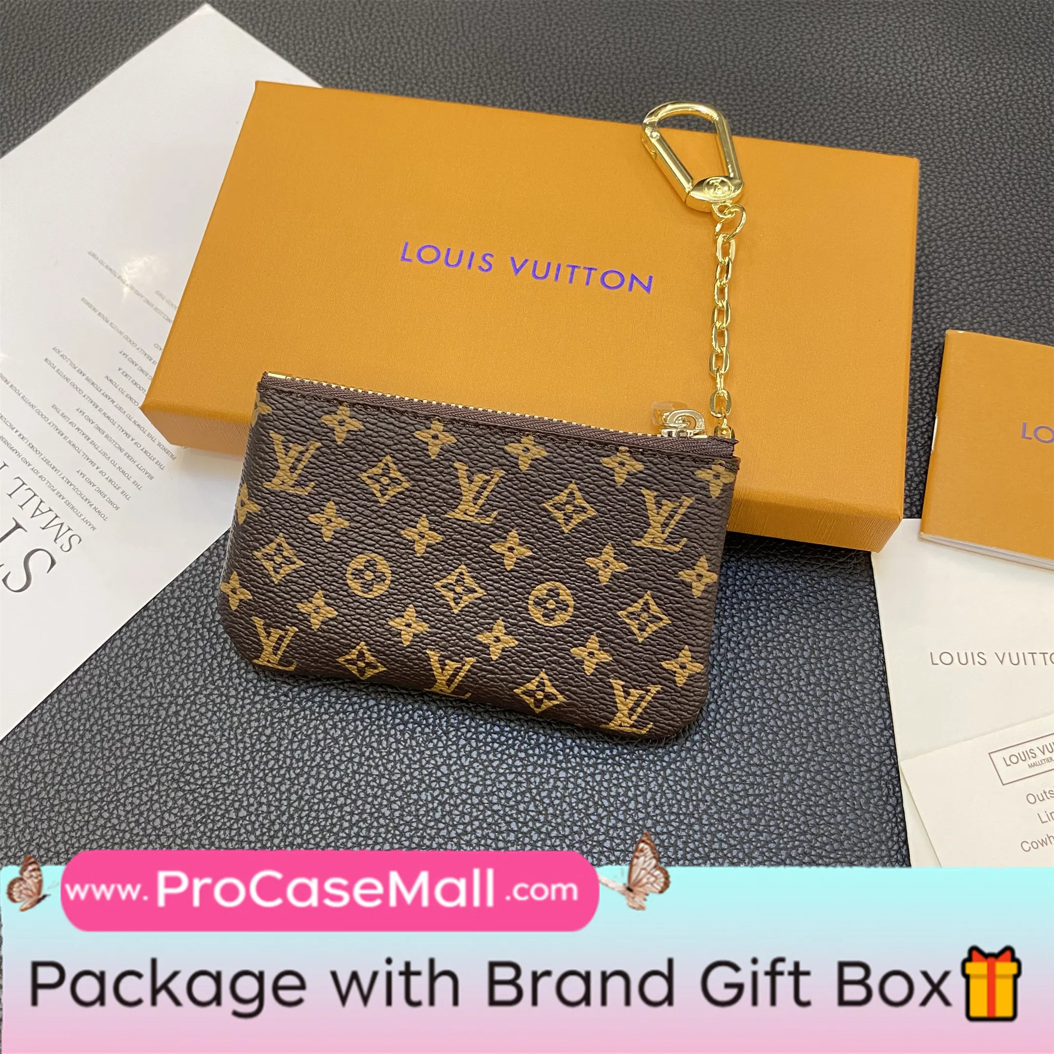 Louis Vuitton Monogram Canvas Leather Coin Purse Checkerboard Wallet