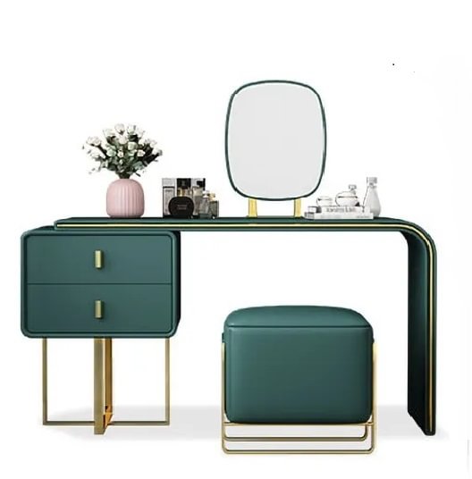 Green Makeup Vanity Set Expandable, Modern Makeup Vanity Expandable Dressing Table