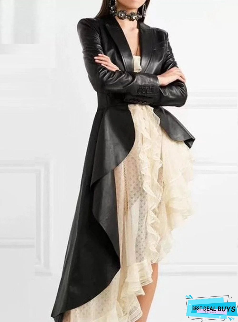 Belted Pu Leather Jacket