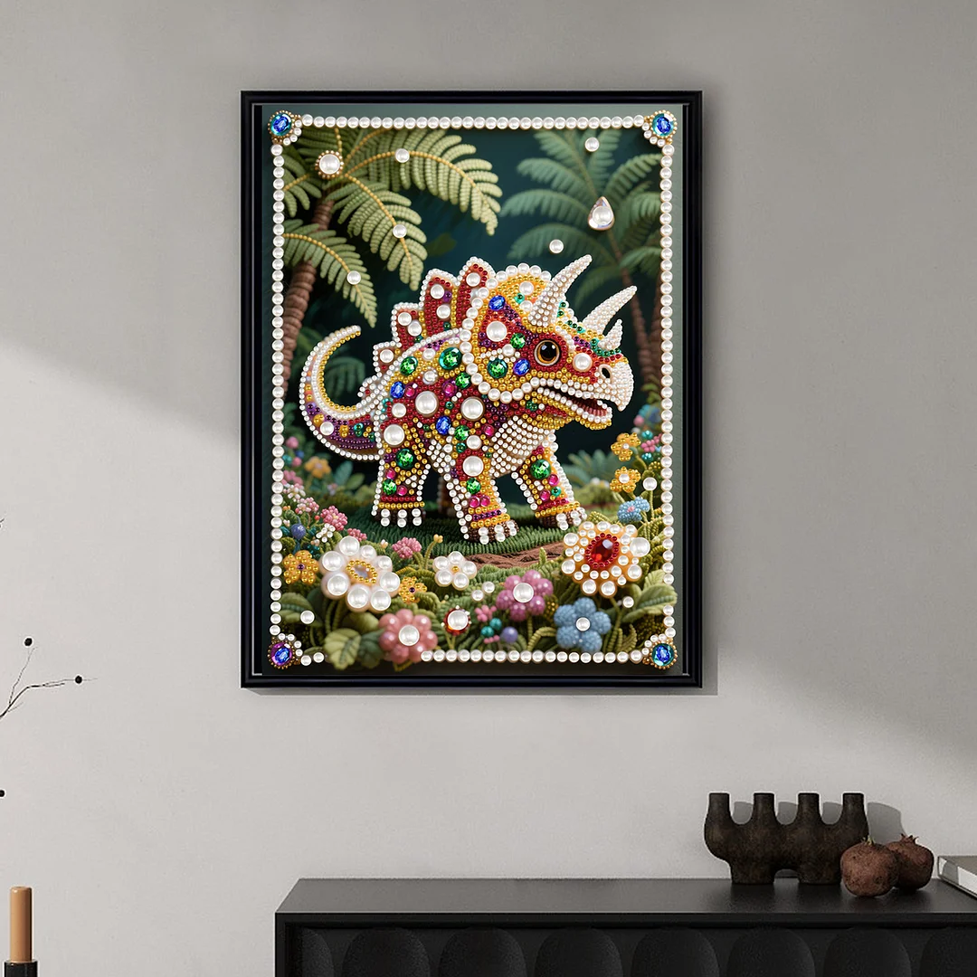Rhinoceros Special Shaped 5D DIY Partial Drill Pearl Gem Diamond Art Painting Kit for Adults Beginners Home Decor Art Craft Pearl Diamond Painting 30x40cm