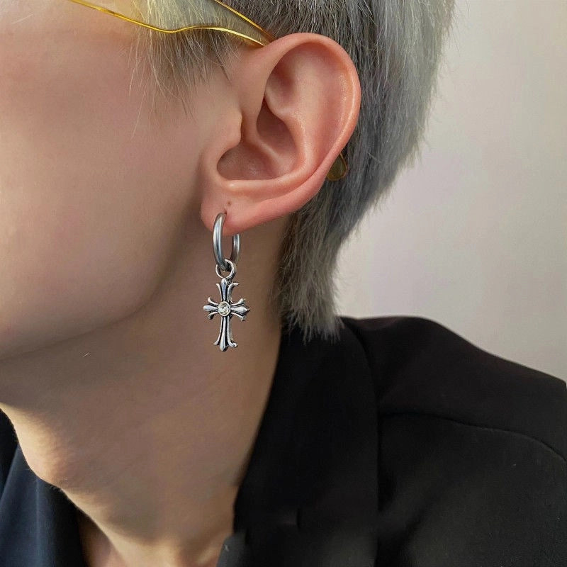1 Piece Vintage Style Classic Style Cross Plating Copper Drop Earrings Ear Cuffs