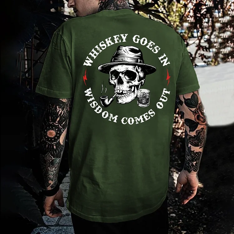 Whiskey Goes In Wisdom Comes Out Monkey T-shirt