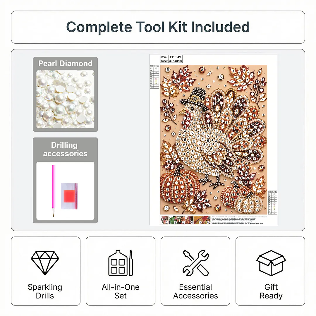 Pearl Painting Kit for Adults Thanksgiving Turkey