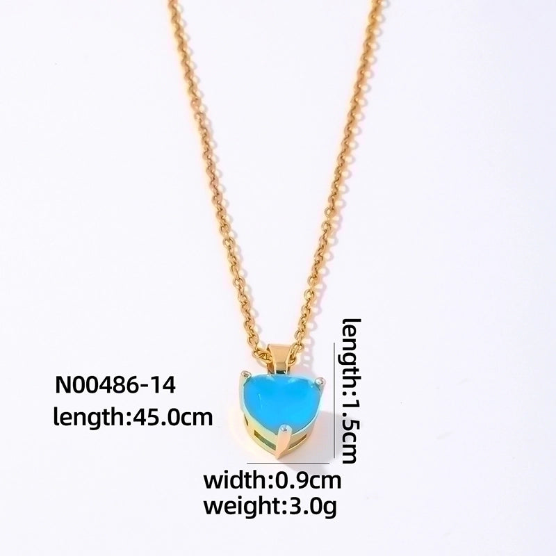 2 Pieces Elegant Minimalist Heart Shape 304 Stainless Steel Copper Plating Inlay Gold Plated Zircon Pendant Necklace