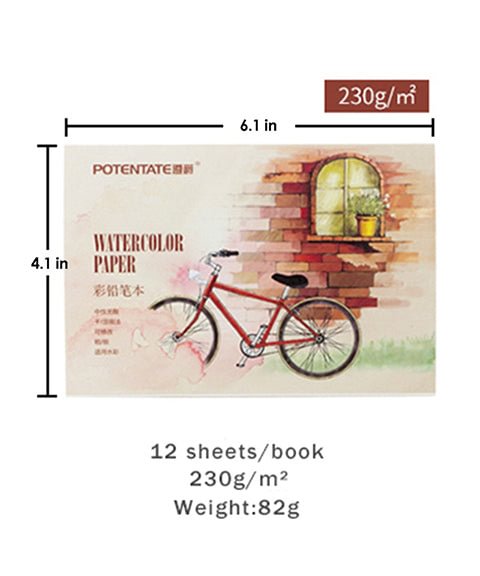 12 Sheets Water-based Colored Pencil Painting Paper Pad