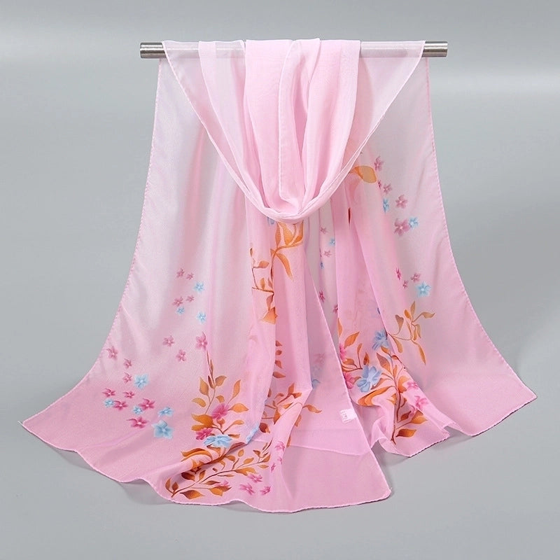 Women’s Sweet Flower Chiffon Printing Silk Scarf