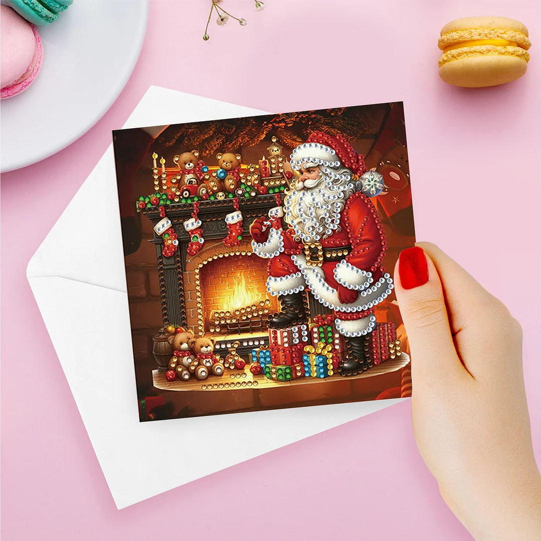 6Pcs Santa Claus DIY Diamond Painting Card for Friends Family Gift