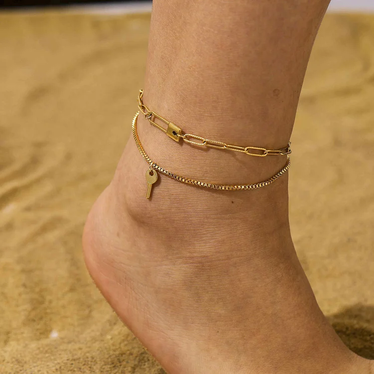Lock And Key Double Layer Anklet