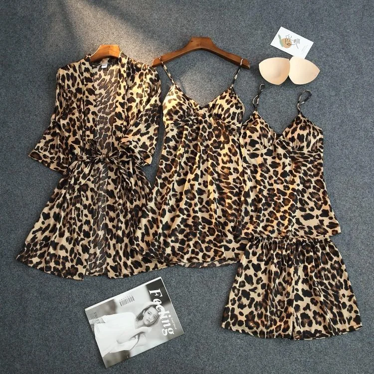 French Sexy Nightdress Pajamas Women Ice Silk Suspender Nightgown