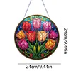 (US Only)Tulips 2D Flat DIY Diamond Art Sun Catcher Hanging Diamond Art Pendant Decor