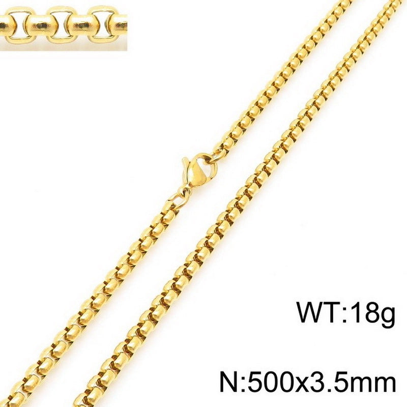 Fashion Classics Square Pearl Chain Men’s And Women’s Titanium Steel Necklace