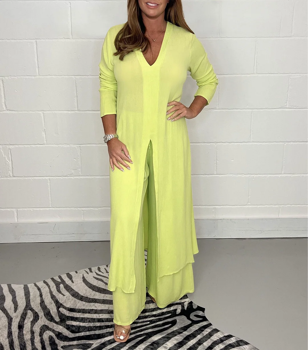 Casual 2 Pieces Suit With Long Top Matching Trouser casual-2-pieces-suit-with-long-top-matching-trouser