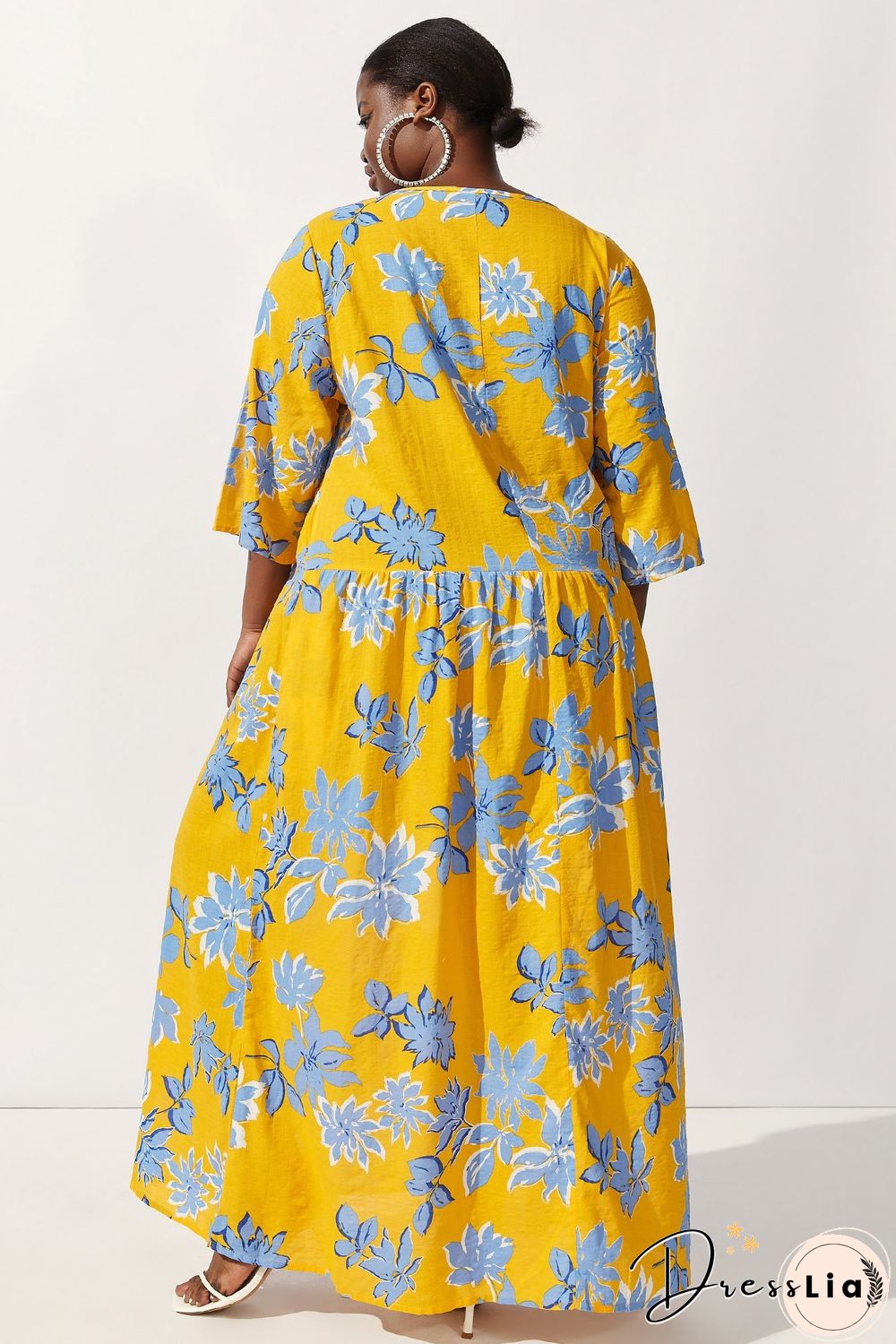 Round-neck Floral-print Maxi Dress P14444