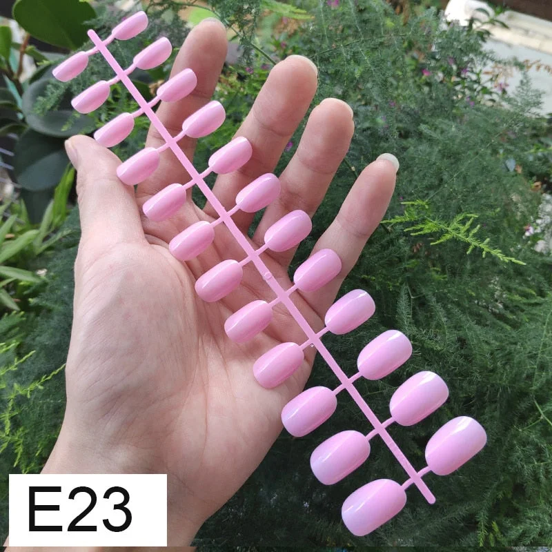10 Sets Round Shape False Nail Tips In Same Color 24 Pieces/Set 10 Sizes Press on Fake Nails DIY Manicure Finger Nail Tips-Nail Inspo
