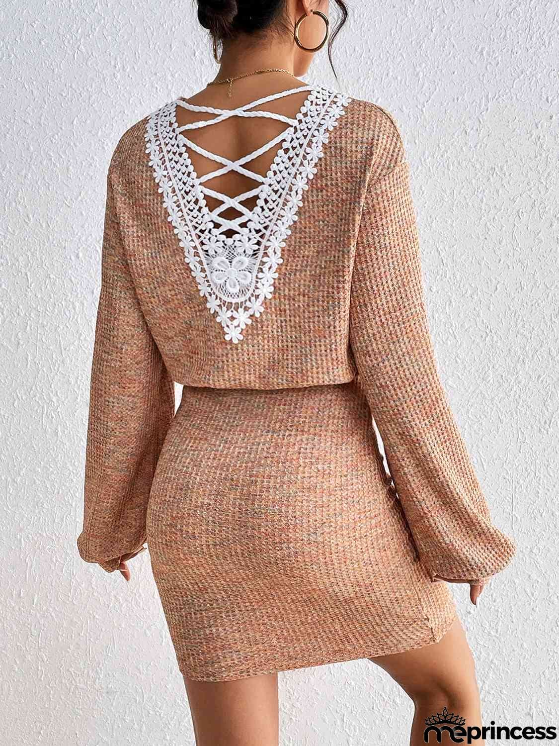 Lace Detail V-Neck Mini Dress