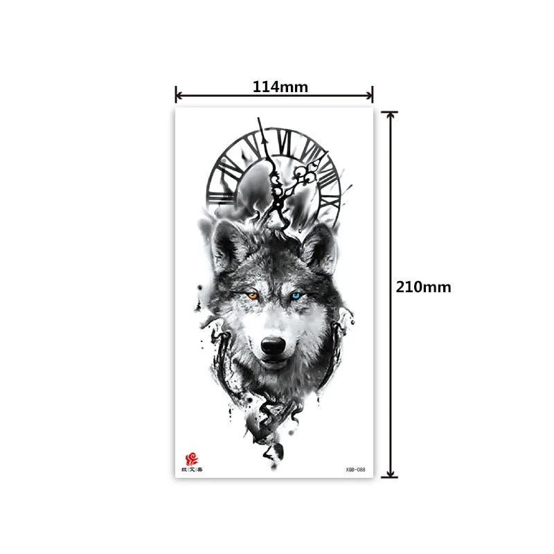 Half-arm waterproof tattoo stickers arm fierce wolf head animal arm lasting cross-border European and American tattoo stickers