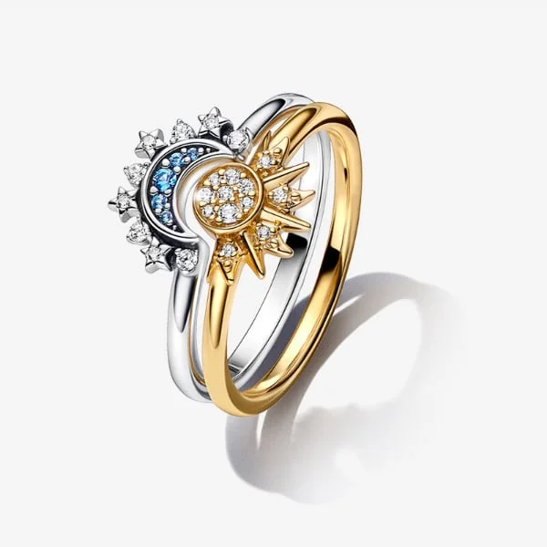 Celestial Sun &#038; Moon Ring Set