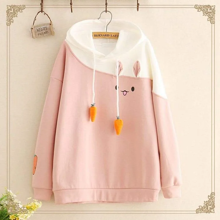 Rabbit Carrot Drawstrings Hoodie