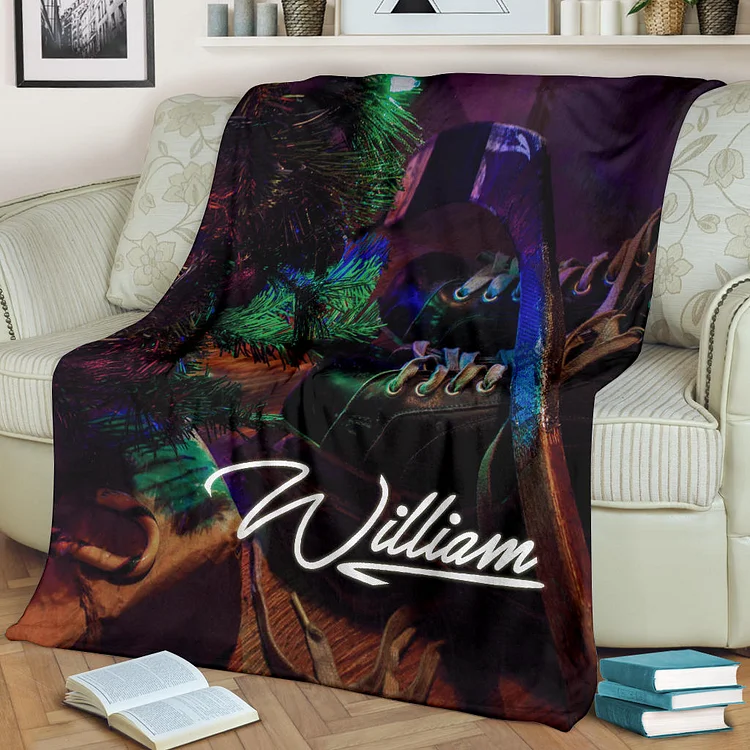 Personalized Hockey Blanket, Ice Field Hockey Sherpa Fleece Blanket | BKKid568