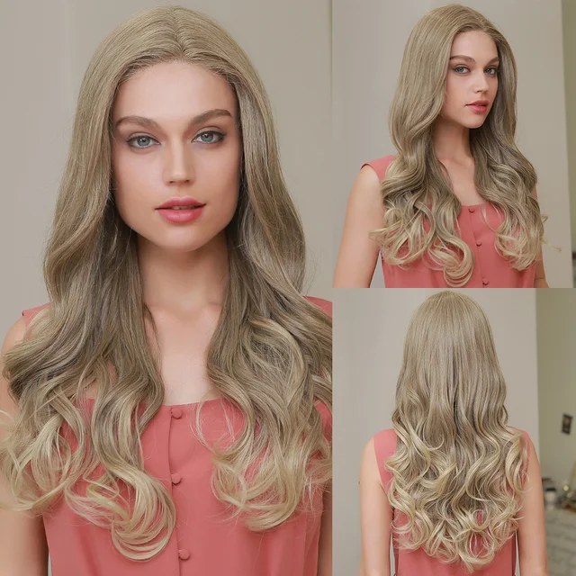 Long Wavy Brown Blonde Natural Daily Wigs ELCNEPAL
