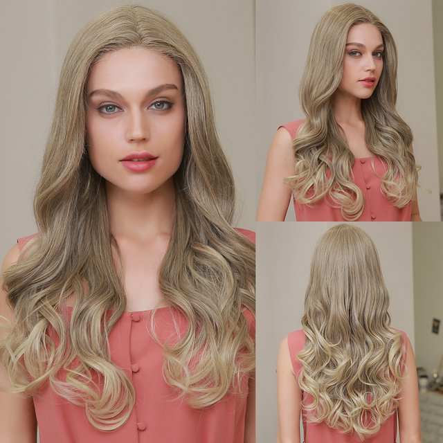 Long Wavy Brown Blonde Natural Daily Wigs US Mall Lifes