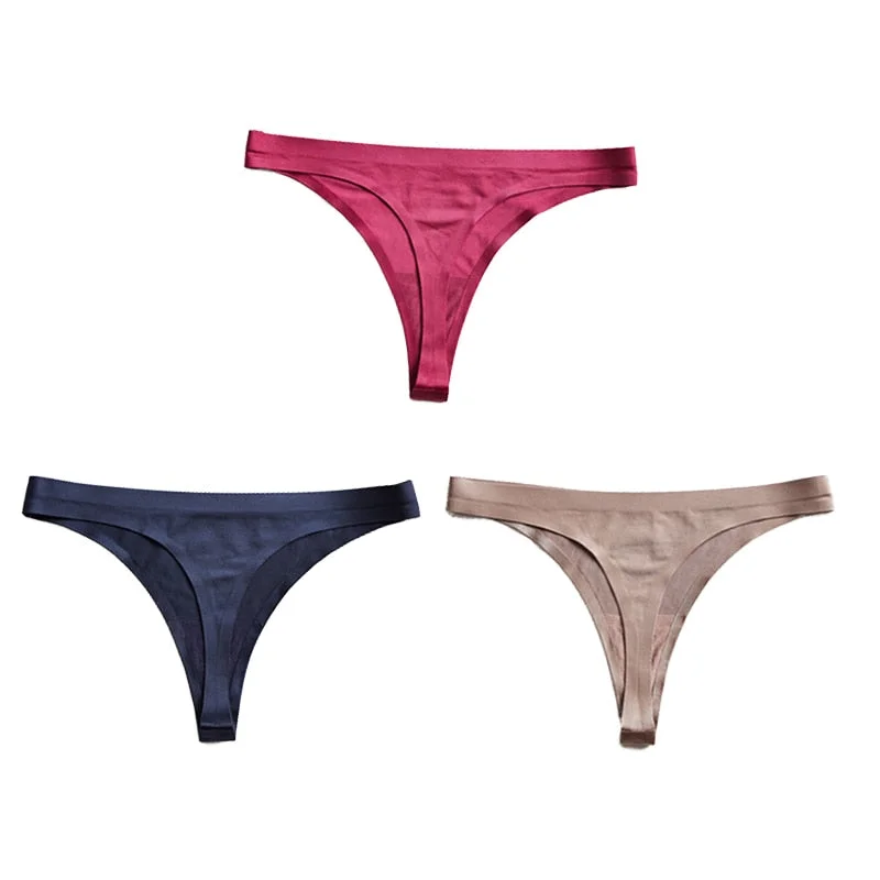 Sexy G-String Plus Size Thong Low Rise Panties Ice Silk Women's Underwear Lingerie Hot Seamless Intimates Underwear & Sleepwears