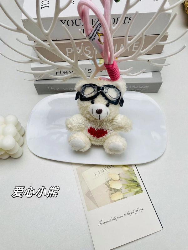 New Pilot Blush Bear Pendant Backpack Car Keychain Plush Doll Student Jewelry Doll Machine Doll