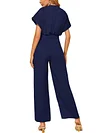 Women's Short Sleeve V Neck Elegant Jumpsuit