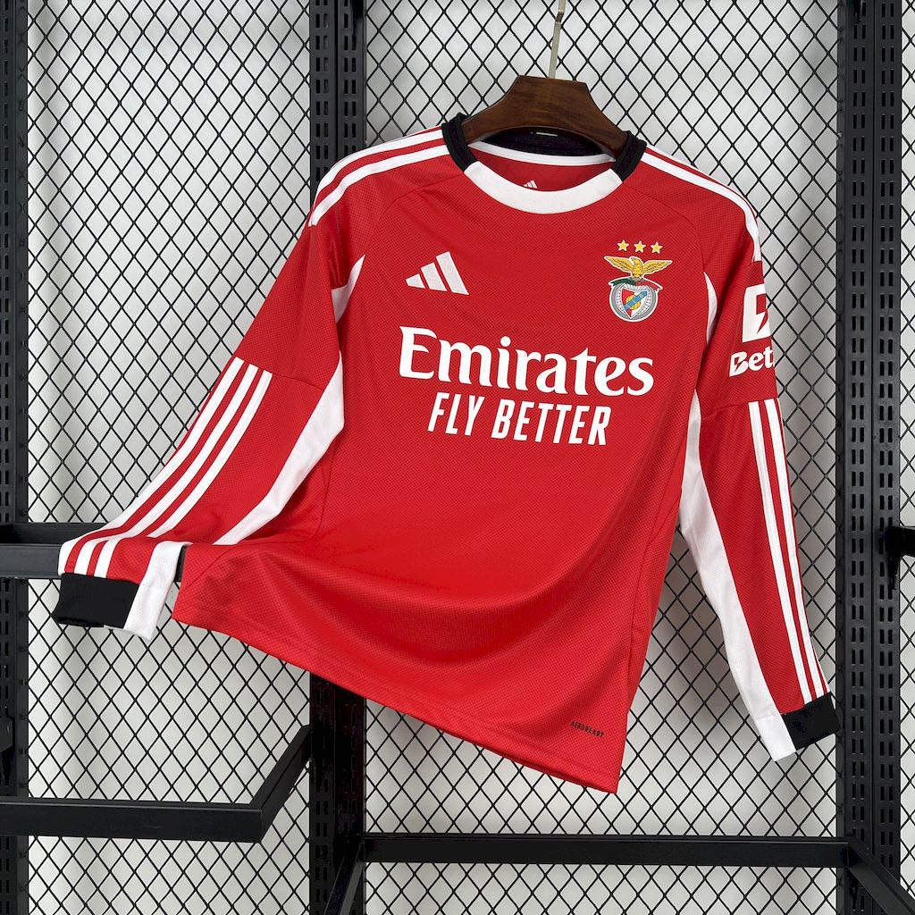 2025-2026 Long Sleeve SL Benfica Home Football Shirt 1:1 Thai Quality- Maxi Kit