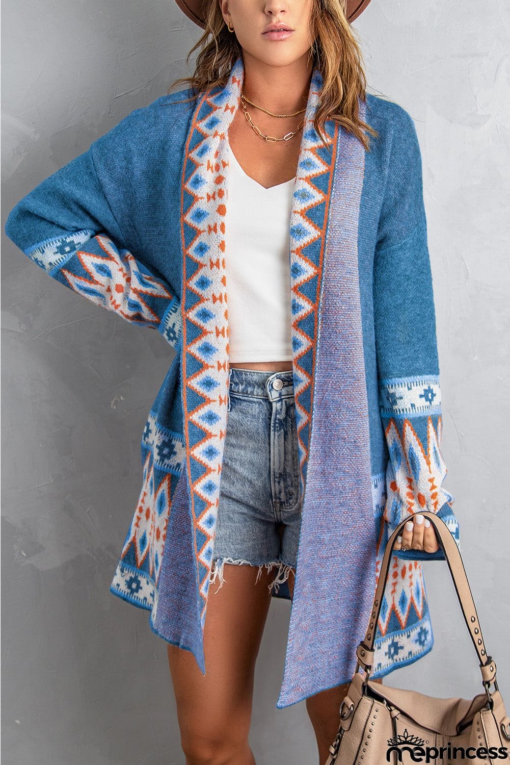 Blue Aztec Print Cardigan