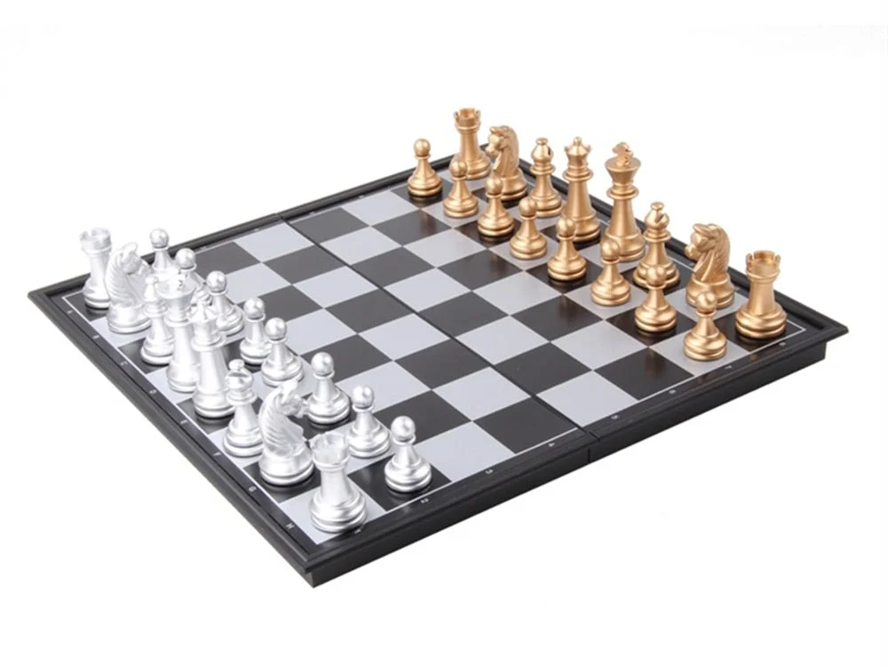 Medieval Chess Set With High Quality Chessboard 32 Gold Silver Chess Pieces Magnetic Board Sports Games Children Gifts