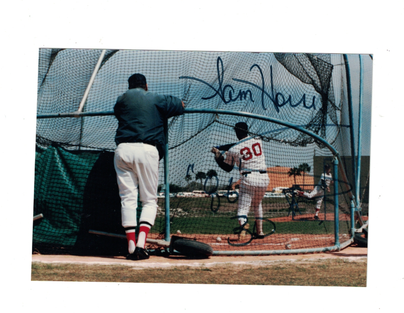 Sam Horn Boston Red Sox Signed 3 1/2 x 5 Personal Photo Poster painting W/Our COA READ