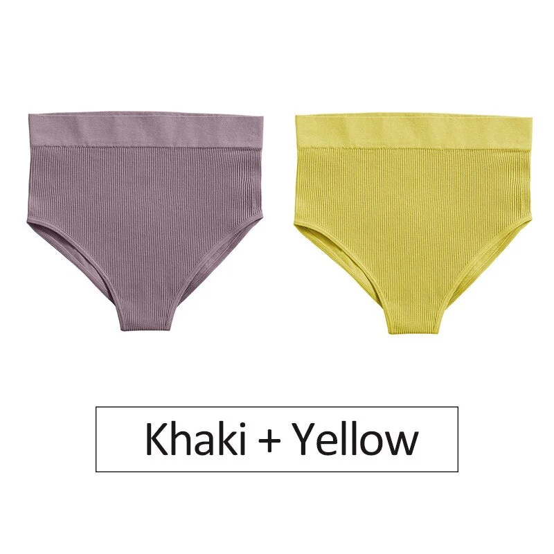 2PCS/Set Women's Panties High Waist Seamless Underwear Female Underpants Woman Sexy Briefs Ladies Panties Intimates Lingerie