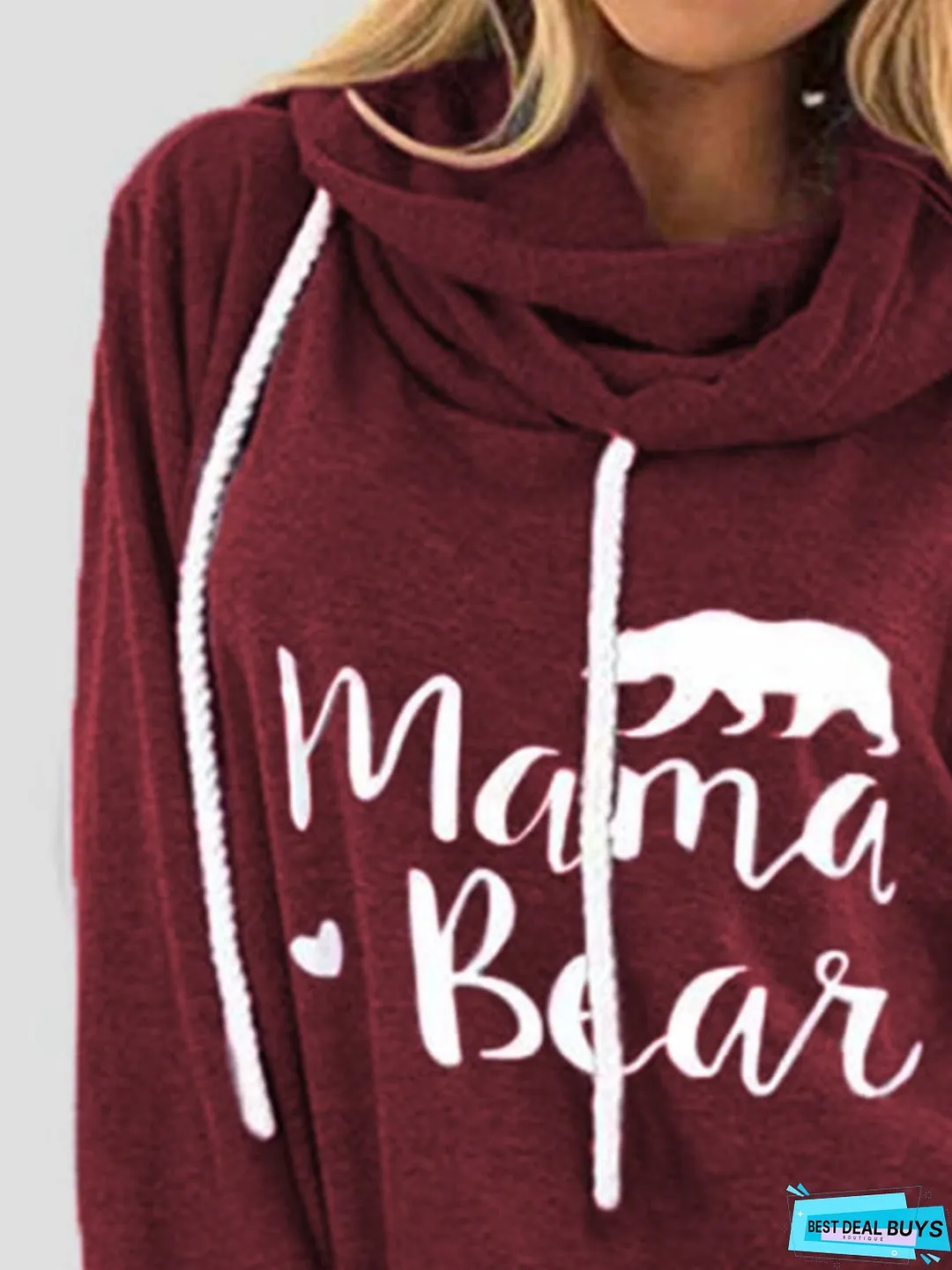 Drawstring Letter Graphic Long Sleeve Hoodie