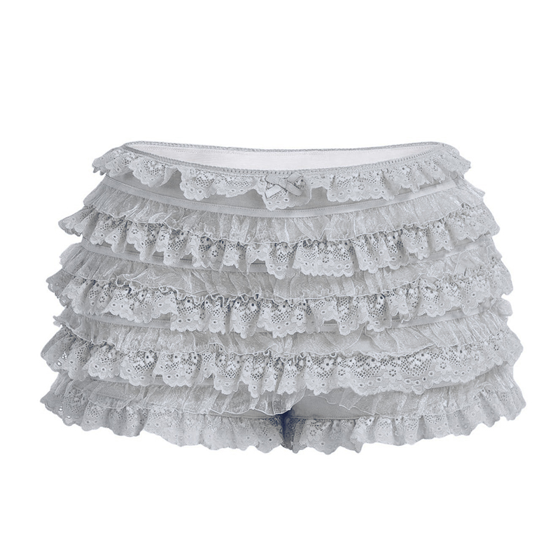 Lazycackle Ladies Multi-layers Frill Hem Shorts Women Low Rise Tierred Lace Pettipants 00s 90s Vintage Cute Shorts Knickers Pants Clubwear