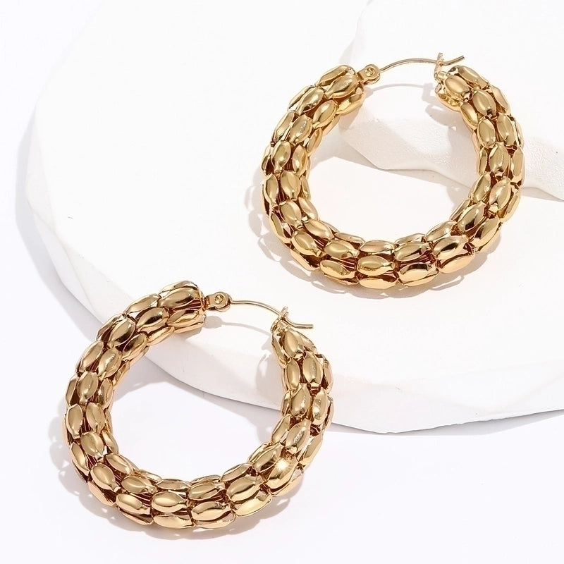 Minimalist Circle Stainless Steel Gold Plated Earrings 1 Pair