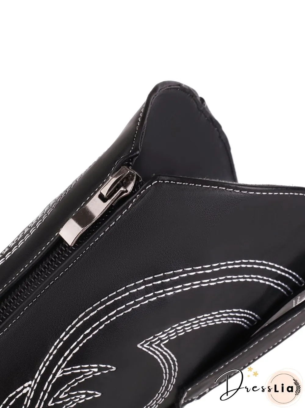 Embroidered Panel Plush Warm Pointed-Toe Cowboy Boots