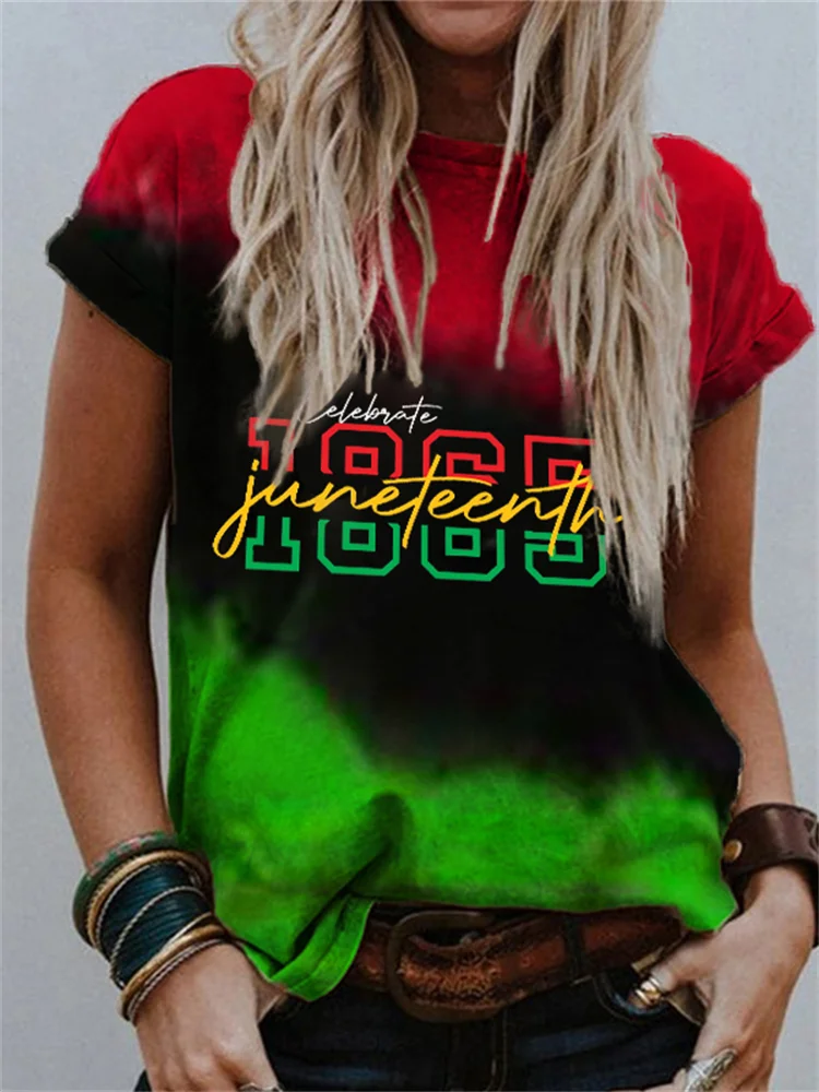 Juneteenth 1865 Tie Dye Contrast Color T Shirt
