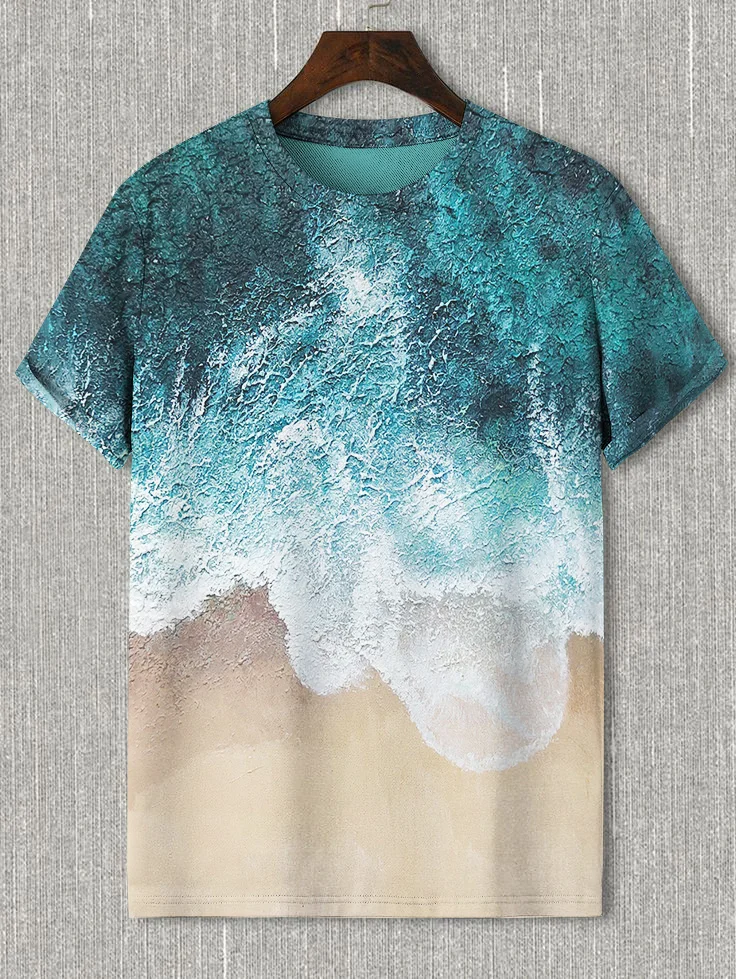 Men's Beach Wave Art Print T-Shirt