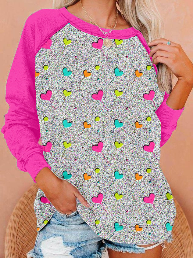 Women Long Sleeve V-neck Graphic Floral Printed Top