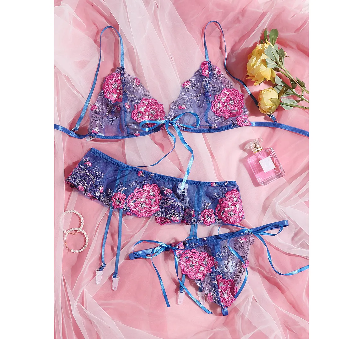 Churchf Hot Sex Lingerie Sexy Women's Pajamas Split Three-Piece Esque Set