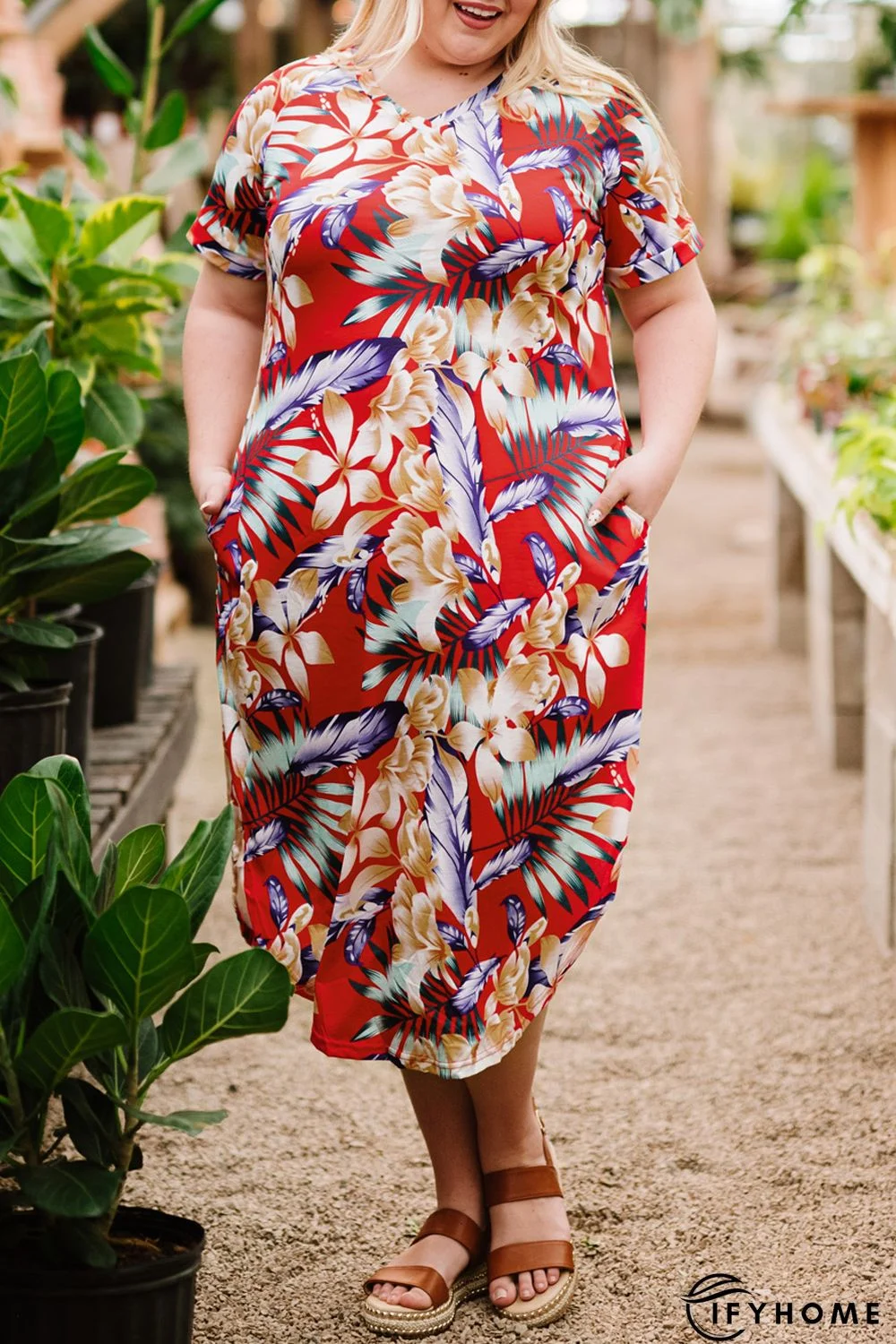 Red Plus size Feeling Spoiled Printed Maxi Dress | IFYHOME