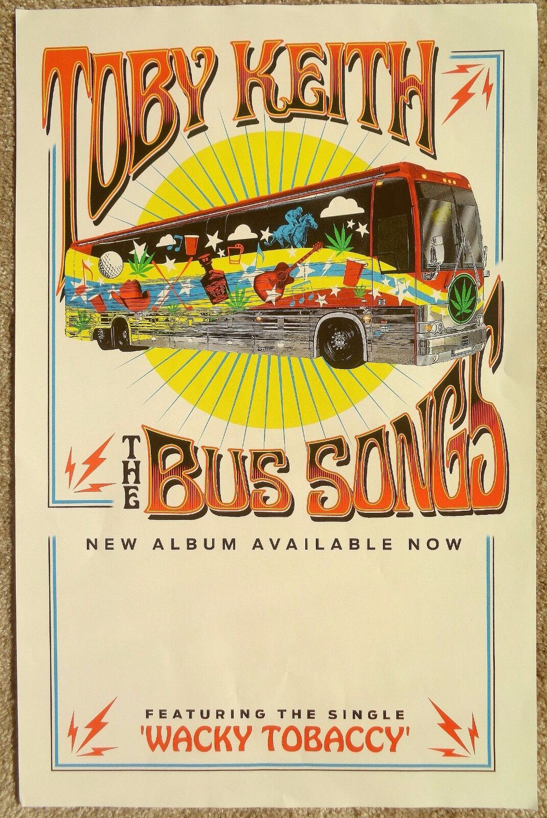 TOBY KEITH Album POSTER The Bus Songs 11x17