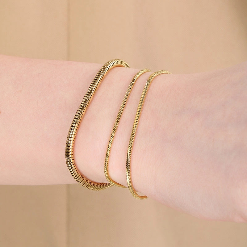 Minimalist Solid Color 304 Stainless Steel 18K Gold Plated Unisex Bracelets Men Chain Bracelets