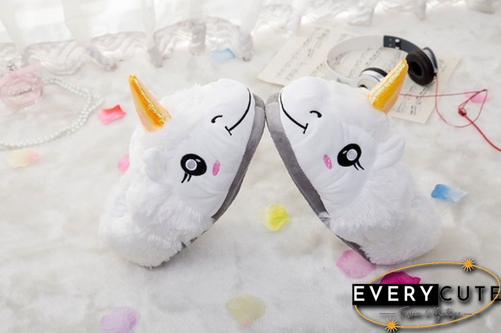 Winter Indoor Slippers Plush Home Shoes Unicorn Slippers For Grown Free Size Home Slippers Shoes Christmas Gift