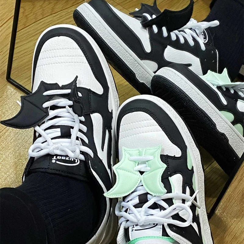 Designer Women Breathable Bat Shoes Spring Fashion Green Thick Heels Sneakers Girls Patchwork Casual Round Toe Running Platform