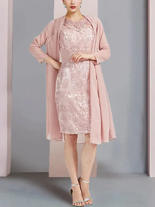 Lace Sleeveless Jacket Dresses with Beading Appliques
